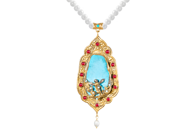 Turquoise Ruby Angel Necklace
