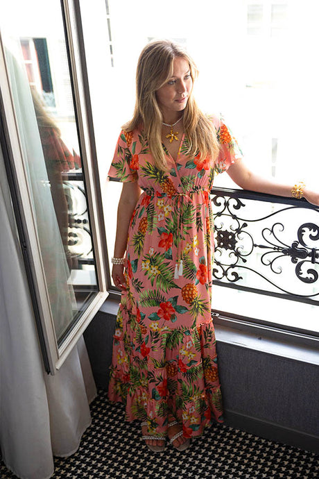 Julie Maxi Dress in Tropical Pink