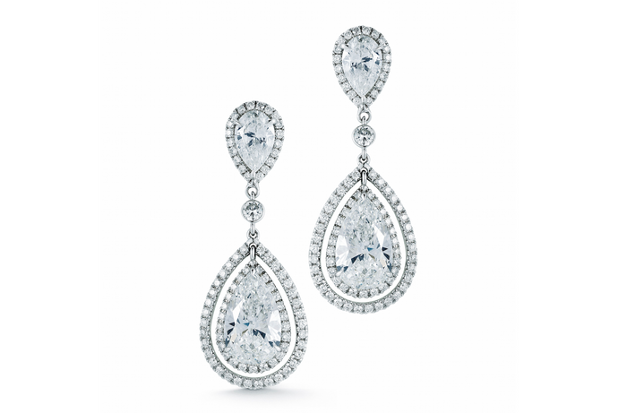 Pearl Halo Diamond Dangling Earrings