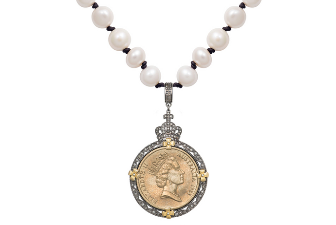 Queen Elizabeth Diamond Coin Necklace