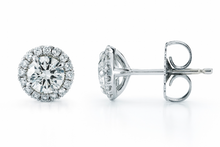 Load image into Gallery viewer, Round Halo Diamond Earrings