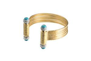 Crystal Turquoise Cuff Bracelet - Free Matching Ring! Limited Time Only!