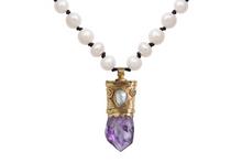 Load image into Gallery viewer, Gold Amethyst Pearl Necklace