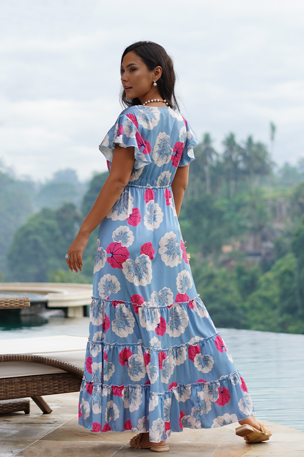 Blue and coral dress outlet