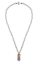 Load image into Gallery viewer, Gold Amethyst Pearl Necklace