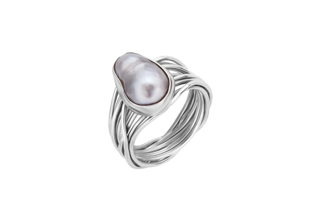 Wire Wrapped Pearl Ring