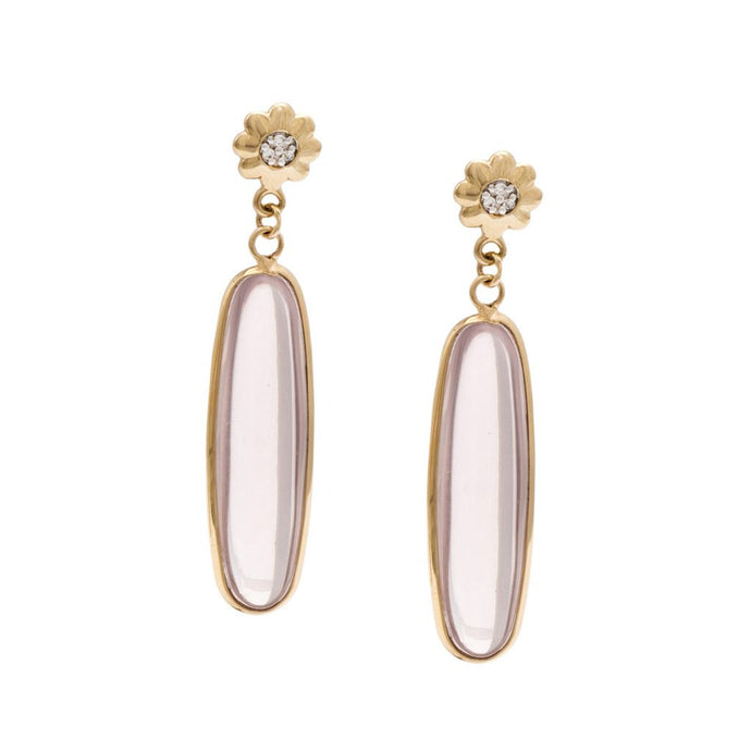 Gold Pink Topaz and Diamond Earrings