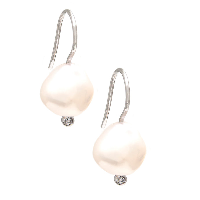 White Gold Pearl Earrings