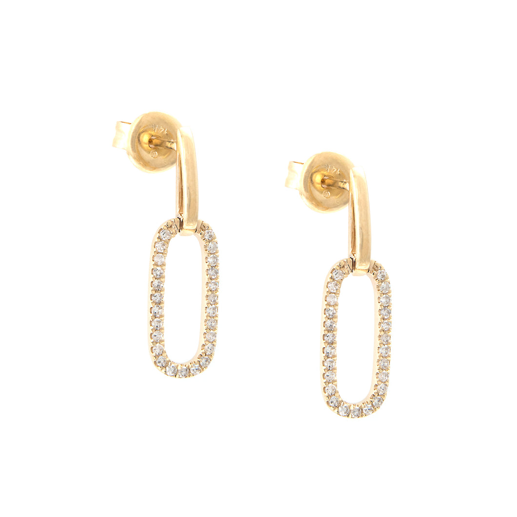 Gold Single Paperclip Diamond Earrings