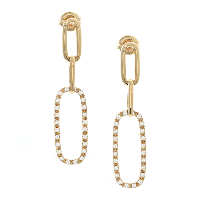 Gold Double Paperclip Diamond Earrings