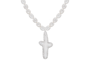 Silver Swarovski Crystal Cross Necklace