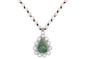 Silver Labradorite Pearl Necklace