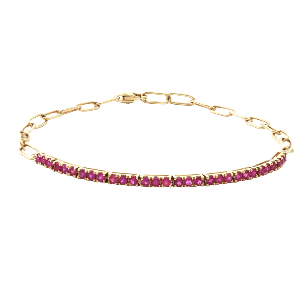 Gold Ruby Link Bracelet