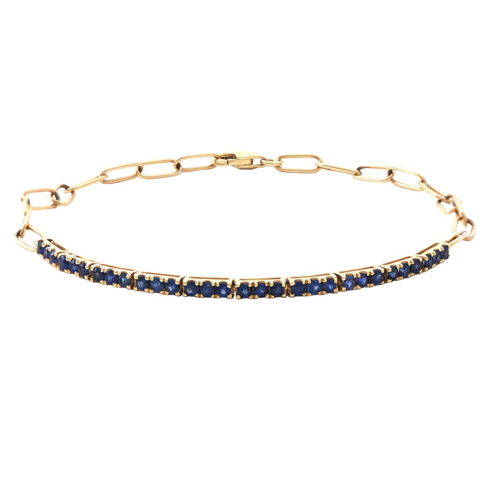 Gold Sapphire Link Bracelet