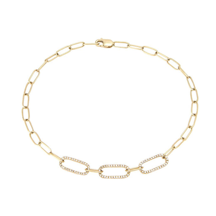 Gold Paperclip Diamond Bracelet