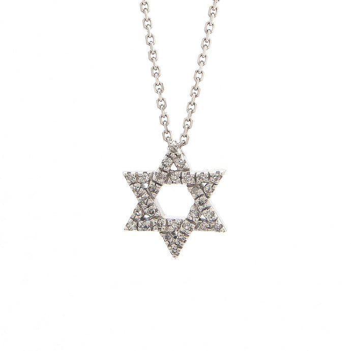 White Gold Diamond Star of David Necklace