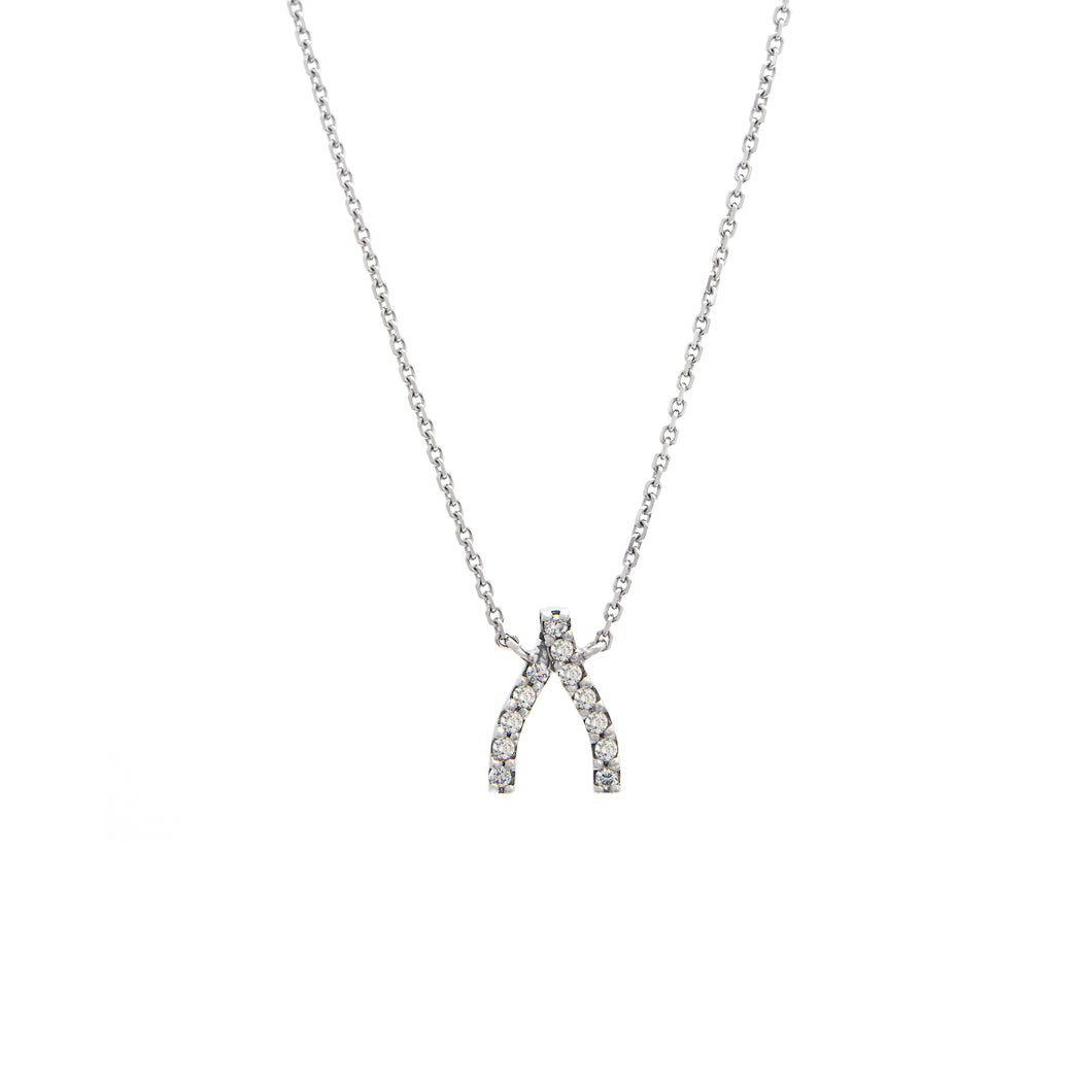 White Gold Diamond Wishbone Necklace