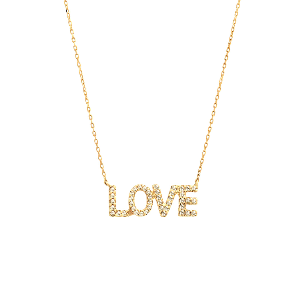 Gold Diamond LOVE Necklace