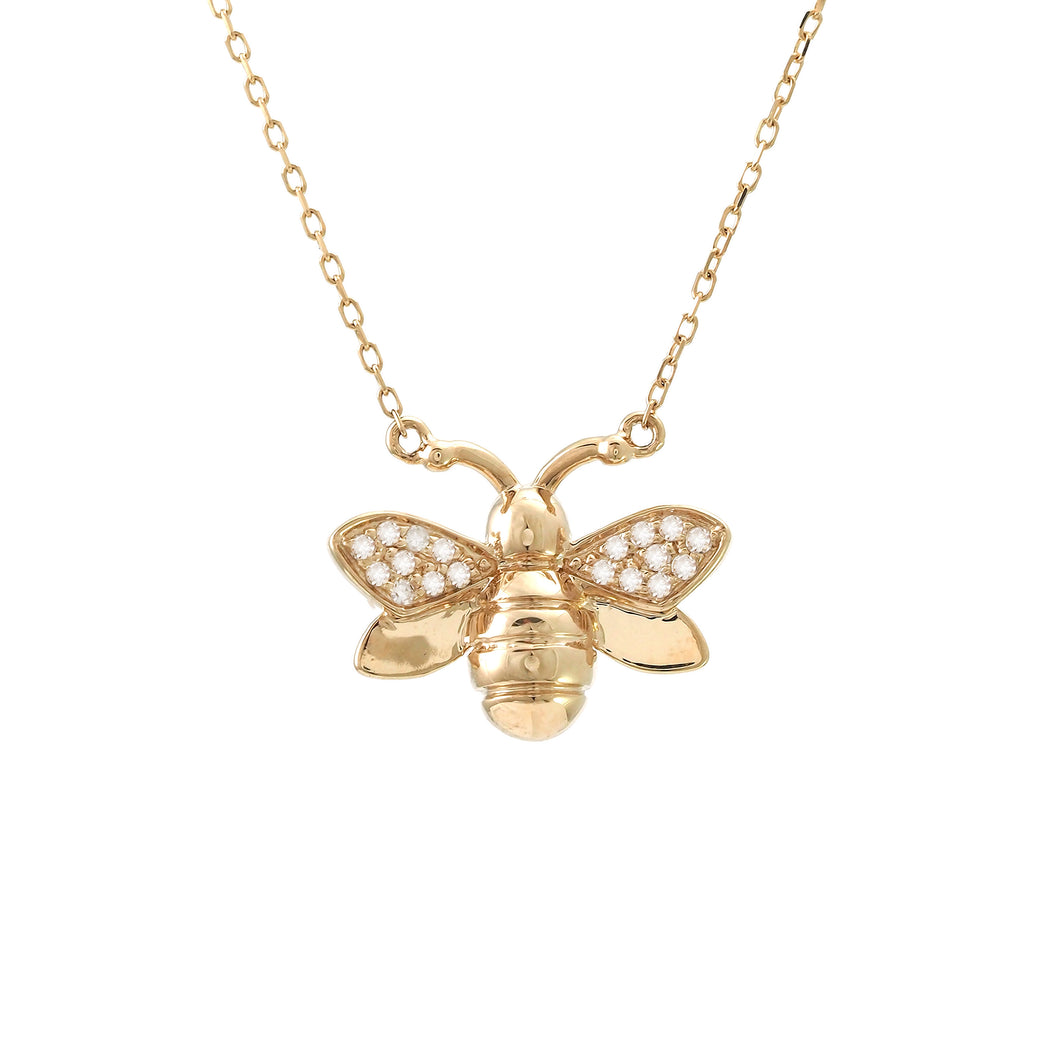 Gold Diamond Bee Necklace