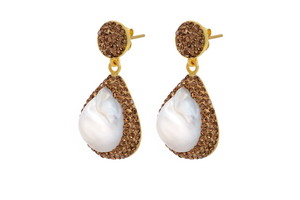 Baby Baroque with Gold Crystal Earrings