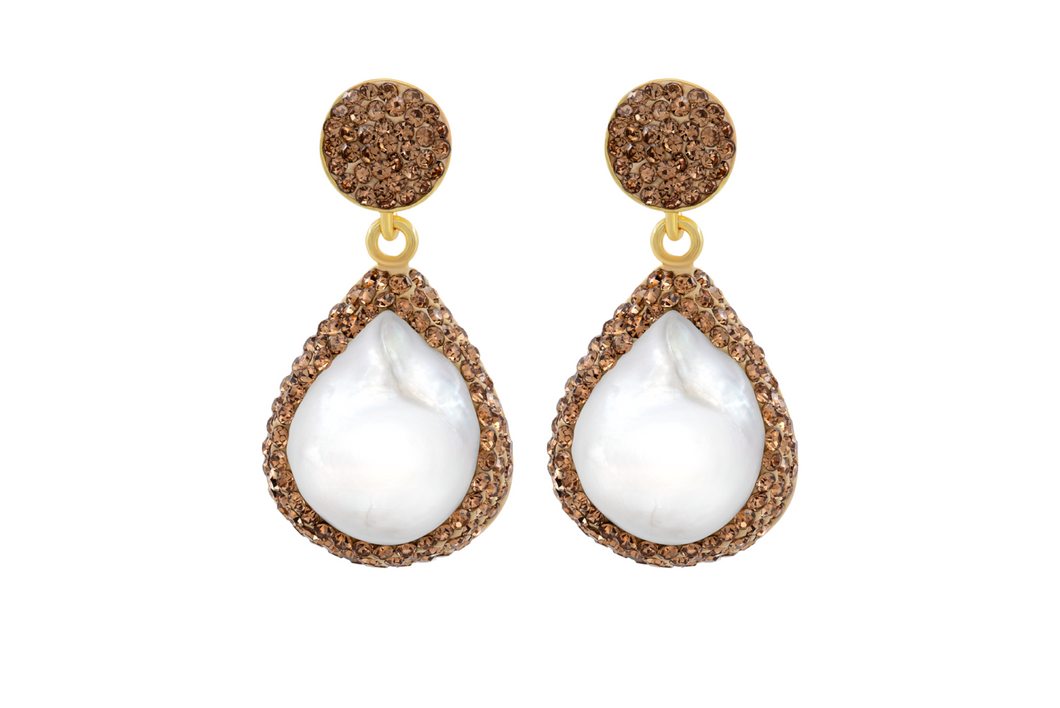 Baby Baroque with Gold Crystal Earrings