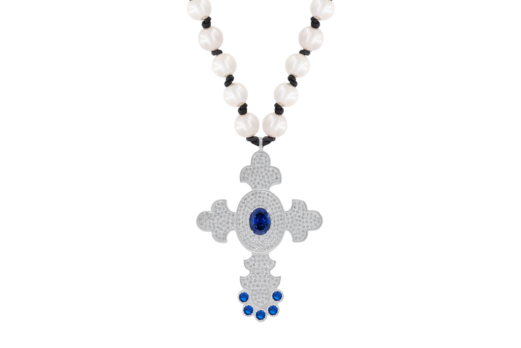 Blue Sultan Cross Necklace