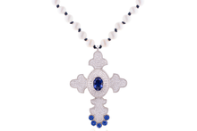 Load image into Gallery viewer, Julies Blue Sultan Cross Necklace