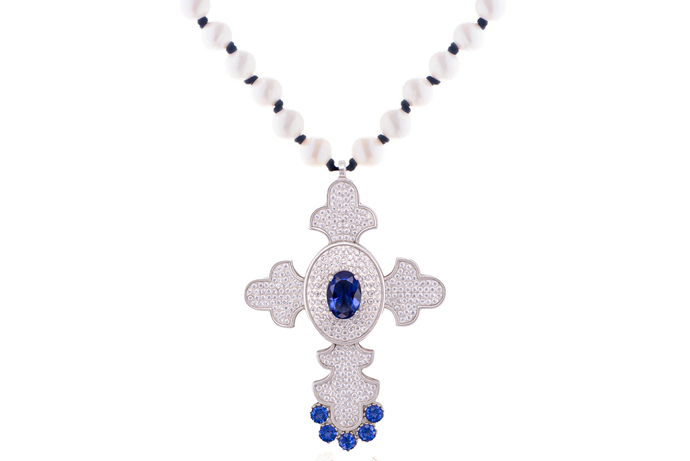 Julies Blue Sultan Cross Necklace