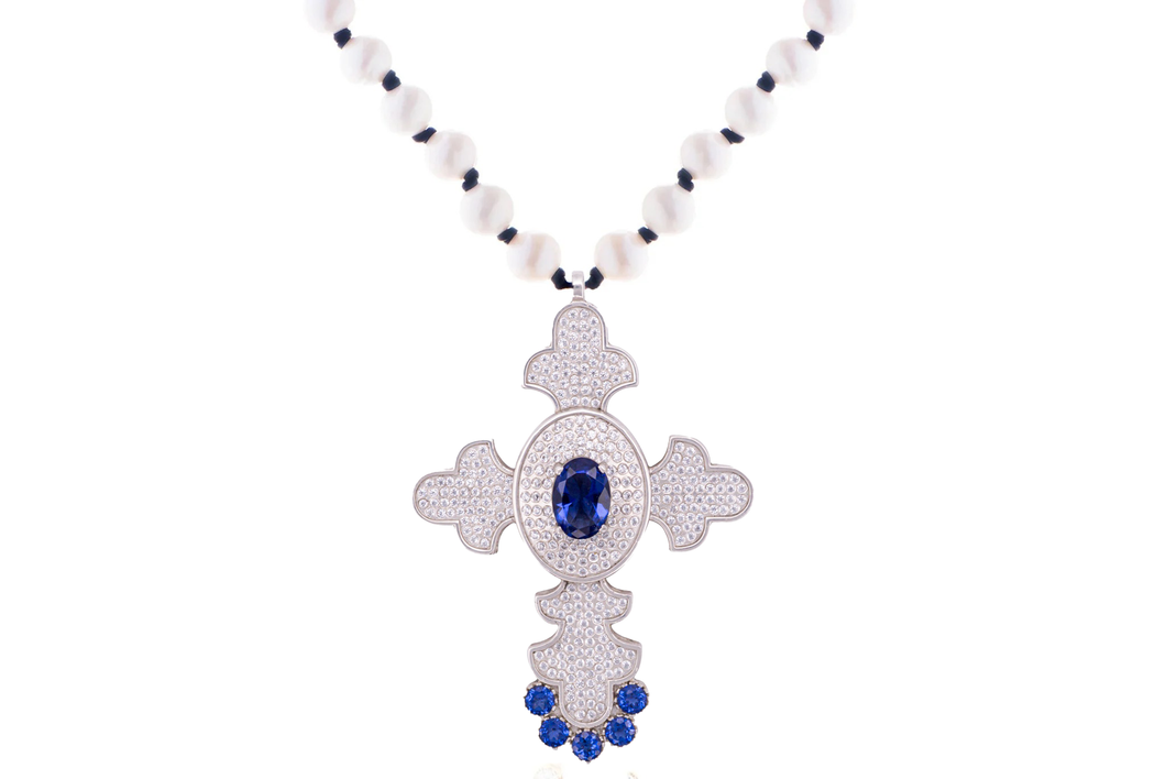 Julies Blue Sultan Cross Necklace