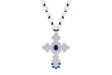 Load image into Gallery viewer, Blue Crystal Sultan Cross Necklace