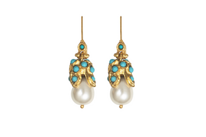 Turquoise Gold Plated Drop Earrings