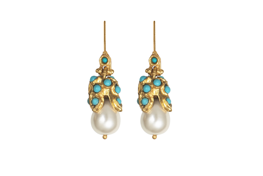 Turquoise Gold Plated Drop Earrings