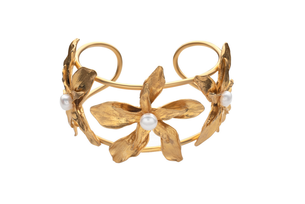 Gold Plated Flower Cuff