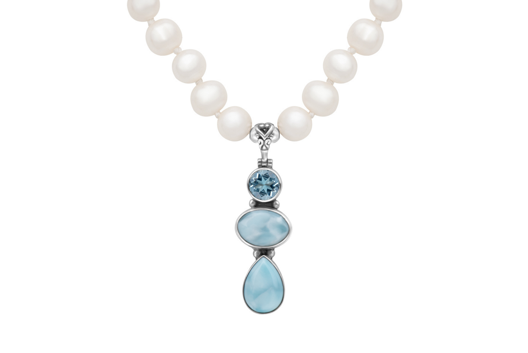 Larimar & Blue Topaz Pearl Necklace