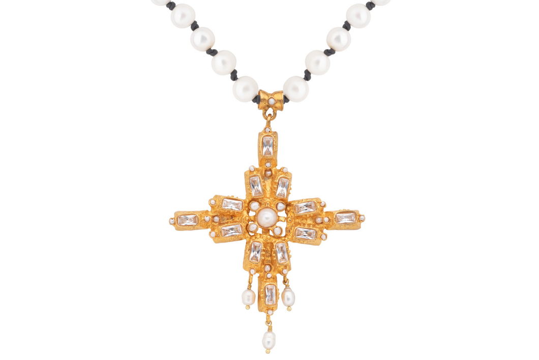 Crystal Antiqued Cross Necklace