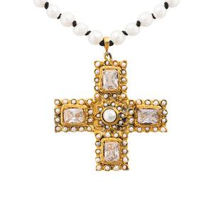 Gold Crystal Cross Necklace
