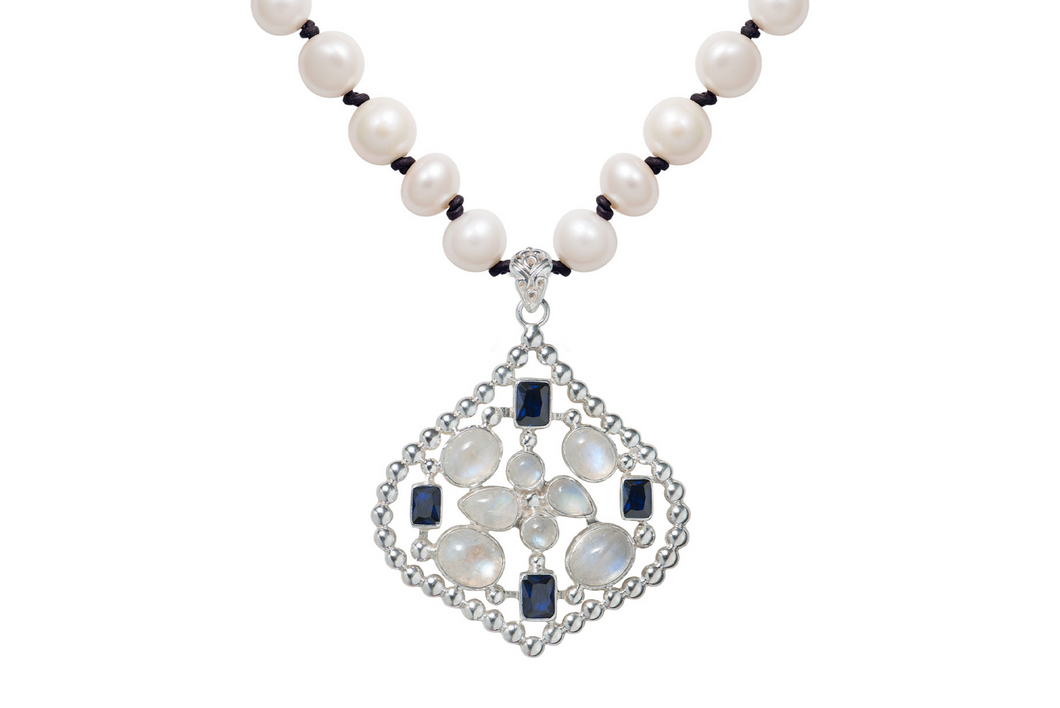 Sapphire and Moonstone Pearl Necklace