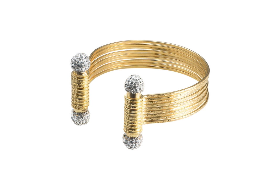 Silver Crystal Gold Cuff Bracelet
