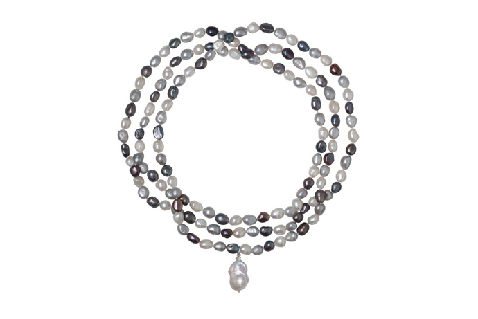 JM Famous Black and Silver Pearl VJJ Necklace