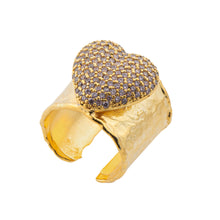Load image into Gallery viewer, Gold Crystal Heart Ring
