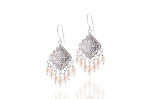 Silver and Pearl Asia Earrings