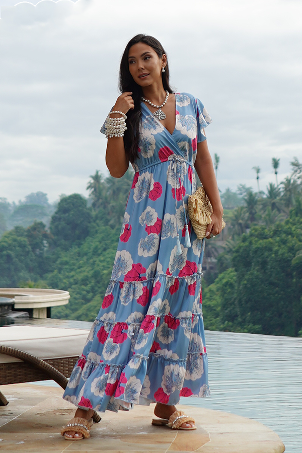 Julie Maxi Dress in Blue Coral