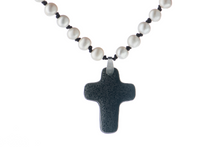 Load image into Gallery viewer, Black Lava Rock Cross Necklace