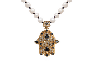 Gold Crystal Hamsa Necklace