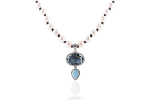 Quartz Crystal and Larimar Necklace
