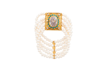 Load image into Gallery viewer, Gold Crystal with Turquoise and Pearl Bracelet