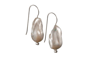 Baroque Pearl and CZ Silver Earrings