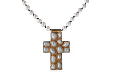 Load image into Gallery viewer, Gold Pearl Cross Necklace
