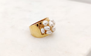 Gold Pearl Cluster Ring