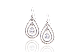 Silver Raindrop Swarovski Crystal Earrings